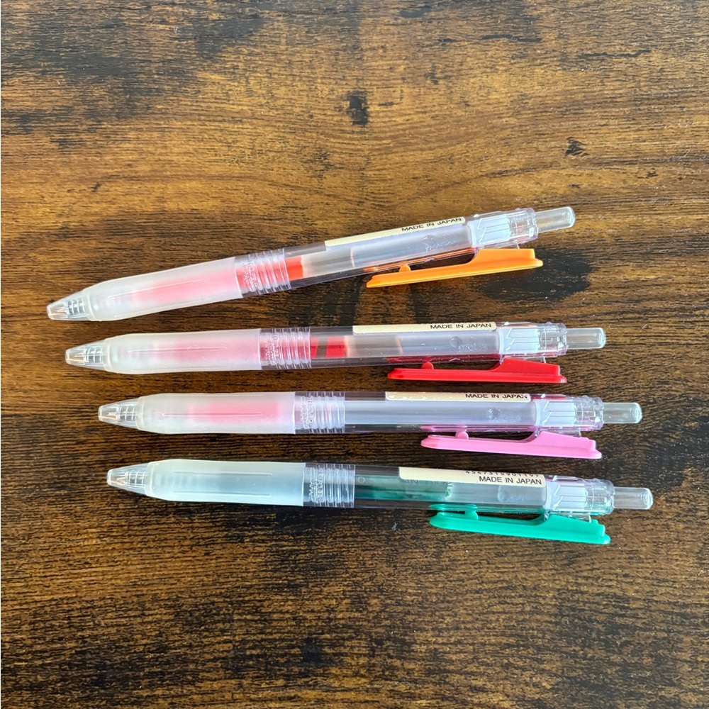 4 Discontinued Muji gel ink press pen ballpoint pen good/fair condition
